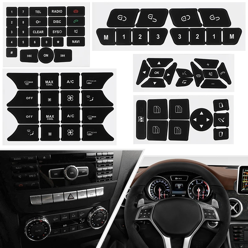 1 Set Button Repair Decals Sticker For Mercedes Benz C-Class W204 S204 C204 Facelift SLK-Class R172 E-Class W212 Coupe C207