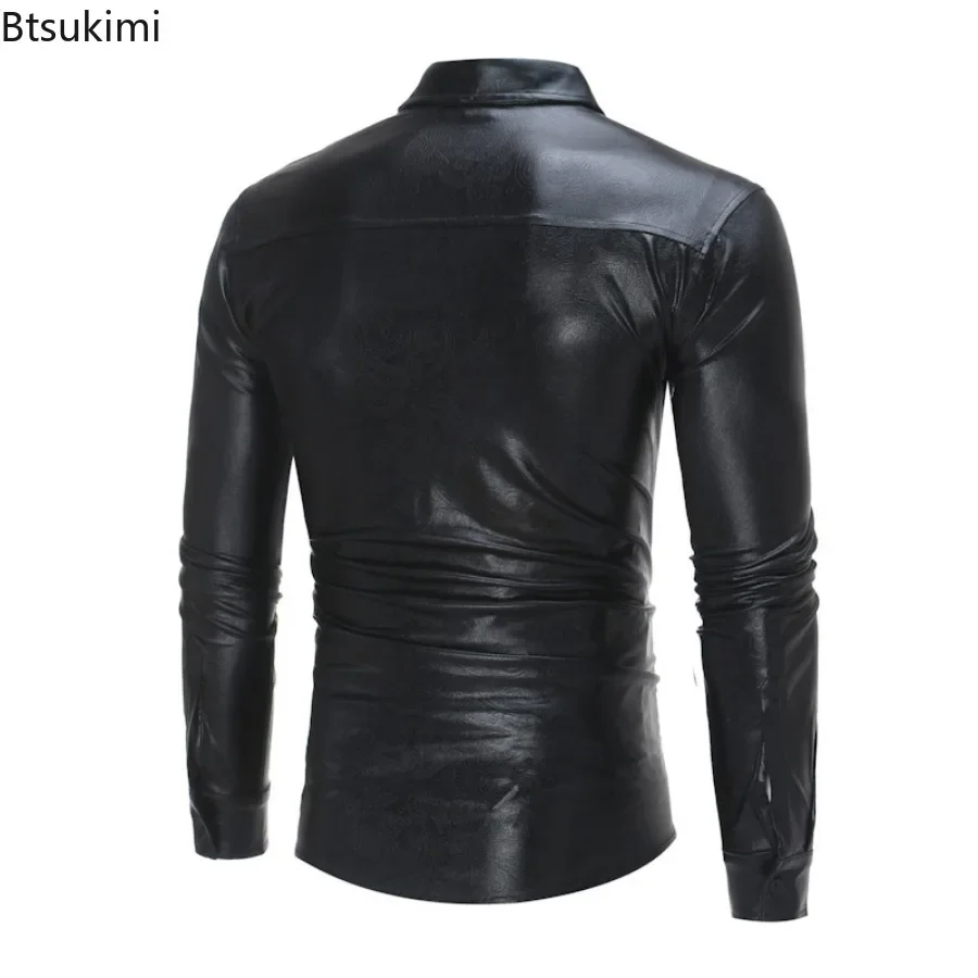 2024 Camisa de vestir de diseño metálico con lentejuelas doradas brillantes de discoteca para hombre, traje de escenario de fiesta de Halloween y