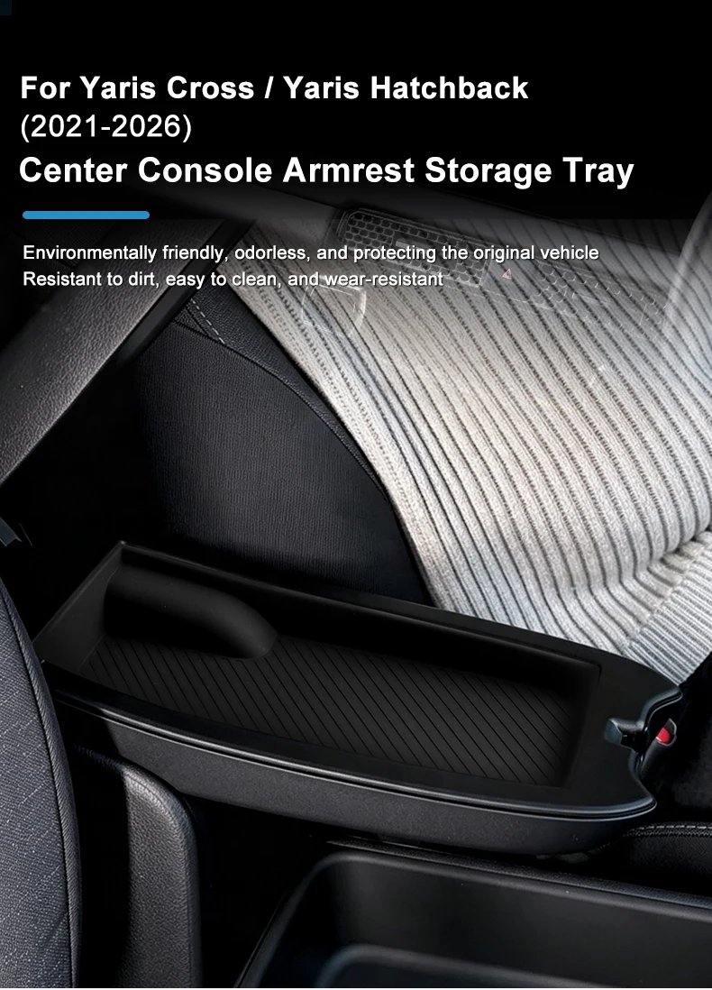 Für Toyota Yaris & Yaris Cross 2021-2026 Auto-Armlehnen-Konsolenablage Kratzfest Verschleißfest Silikon-Dekor-Zubehör – Detail 1