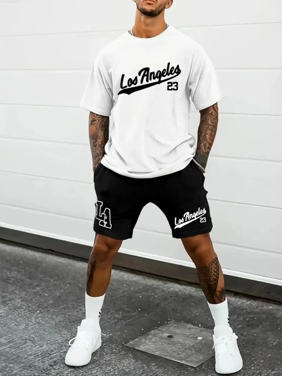 

2025 New Fashionable Summer Casual Men's Unique Letter Printed Outdoor Urban Quick drying Breathable Street Short T-shirt Set