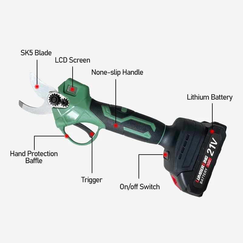 

Handheld portable wireless branch trimmer, 21V battery powered cordless electric trimmer.