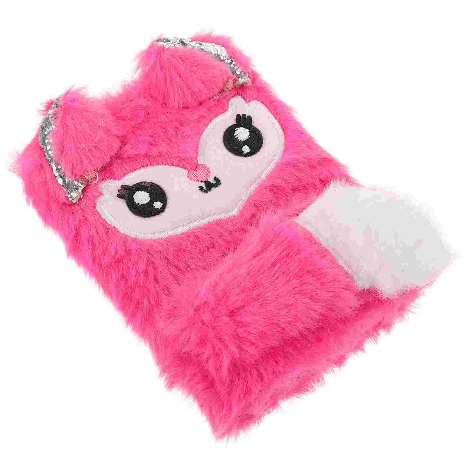 Mini Notebook Plush Girl Accessory Adorable Cartoon Diary Girls' Cover Fluffy Journal Supply