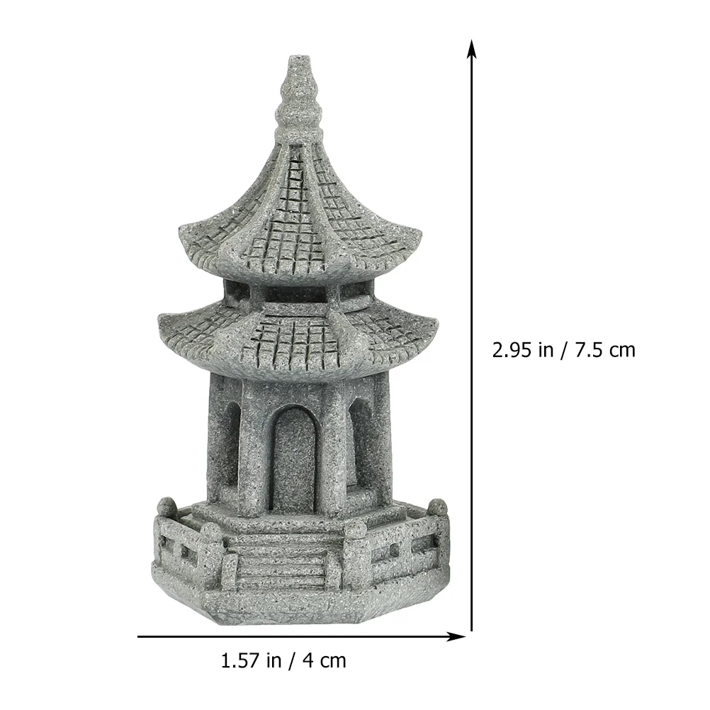 Small Sturdy Practical Gardening Japanese Bonsaiation Pagoda Shape Landscape Japanese Bonsai Pagoda Statue Adornment DIY