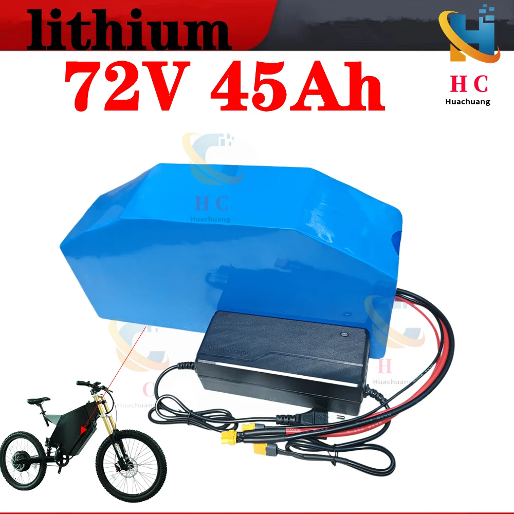 72v 45Ah lithium ion triangle battery BMS li ion 20S for 5000w 6000w Mountain Bike scooter Motorcycle + 10A charger