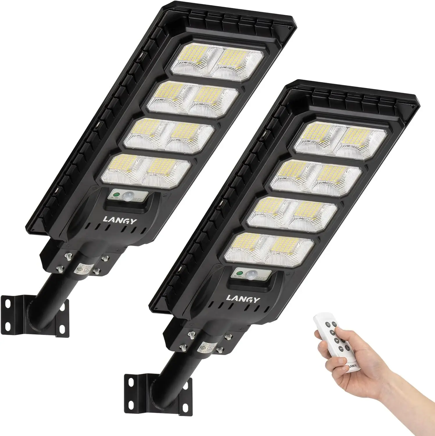 Solar Street Lights Outdoor Lamp with Remote Control,Dusk to Dawn Motion Sensor,IP65 Waterproof Solar Powered Outdoor Lamp