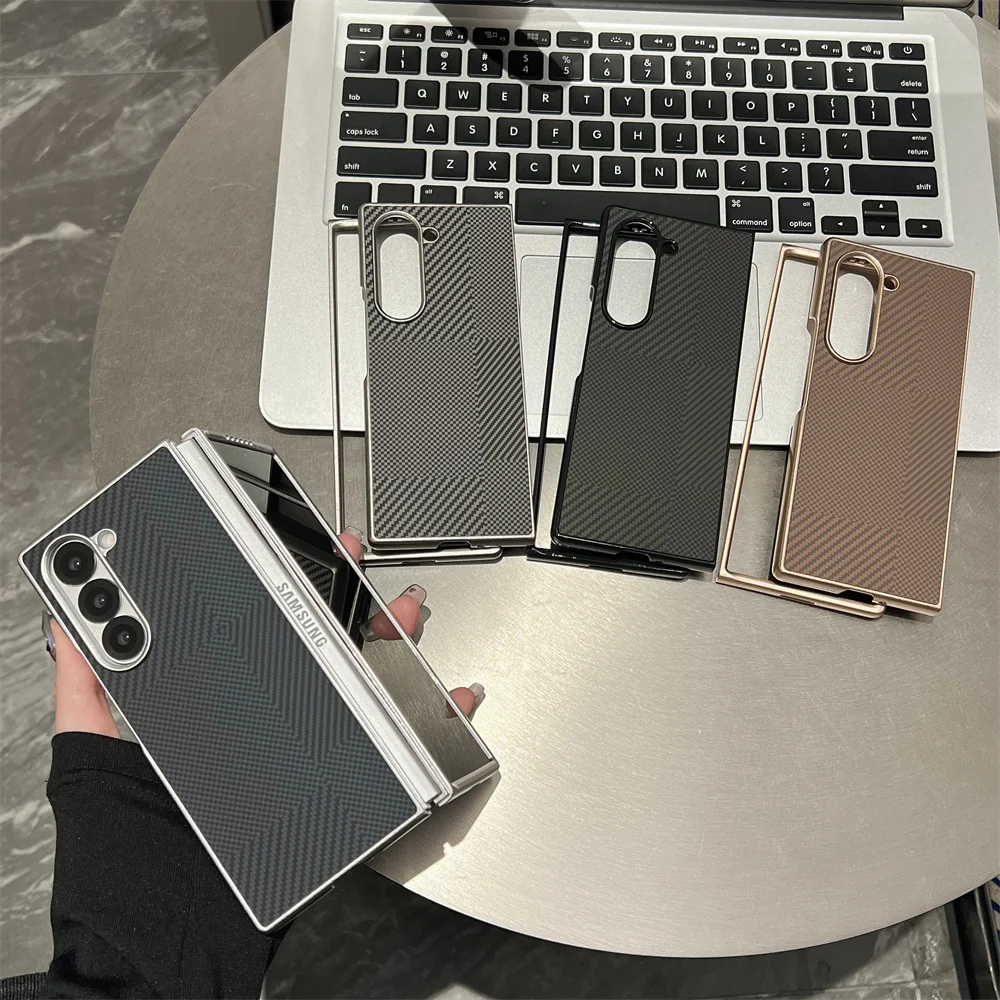 Роскошный чехол для телефона с кевларовым узором из углеродного волокна для Samsung Z Fold 7 6 5 4, противоударный бампер, матовая однотонная задняя крышка
