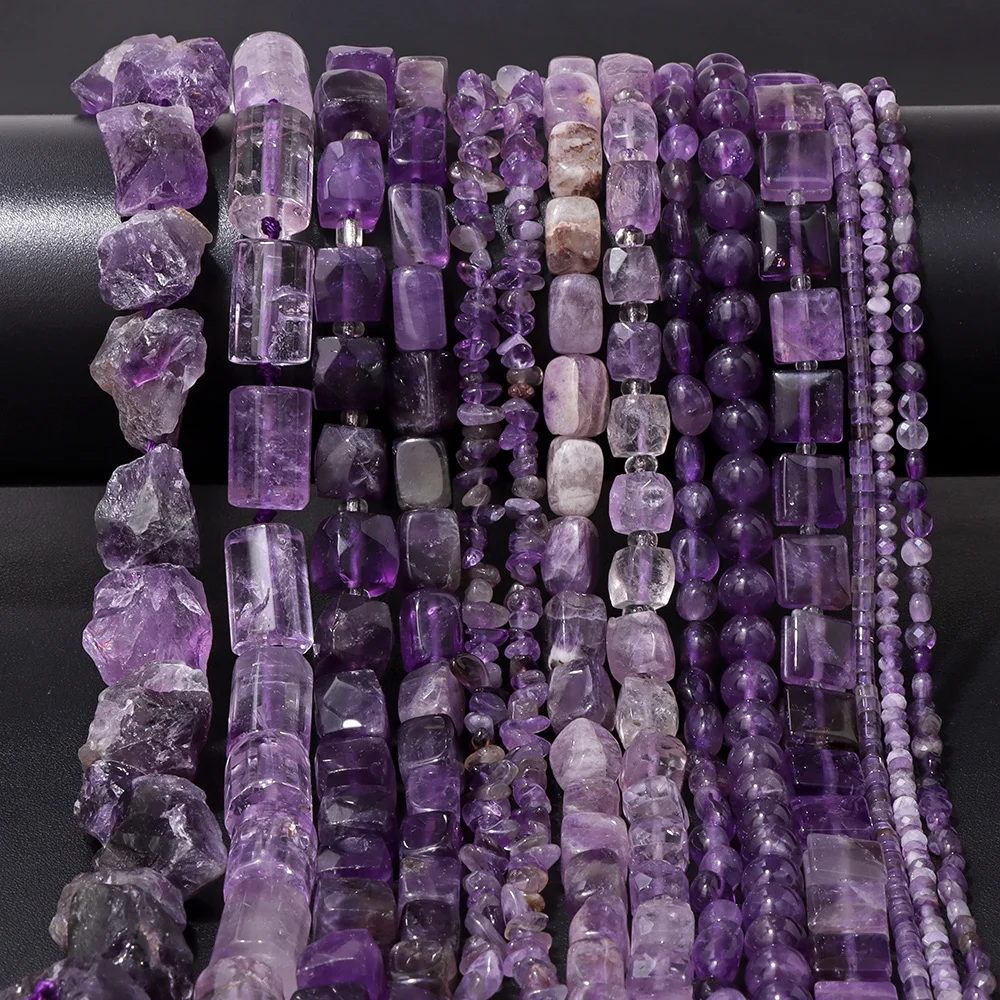 الجمشت الطبيعي حجر الكوارتز الخرز الأوجه جولة Rondelle مكعب فاصل فضفاض جوهرة حبة لصنع المجوهرات قلادة سوار DIY بها بنفسك