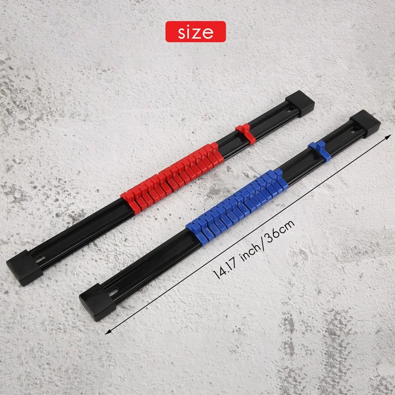 ABS pemegang soket Organizer Drive, 1/4 inci Drive X 32 klip, 3/8 inci Drive X 30 klip, 1/2 inci Drive X 24 klip, 6 Piec