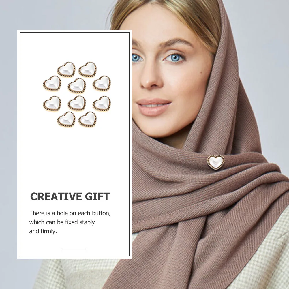 

10Pcs Heart Pearl Buttons Delicate Unique Sewing Decorative Shirt Collar Snaps Sewing Button Pearl Buttons Heart Shape Button