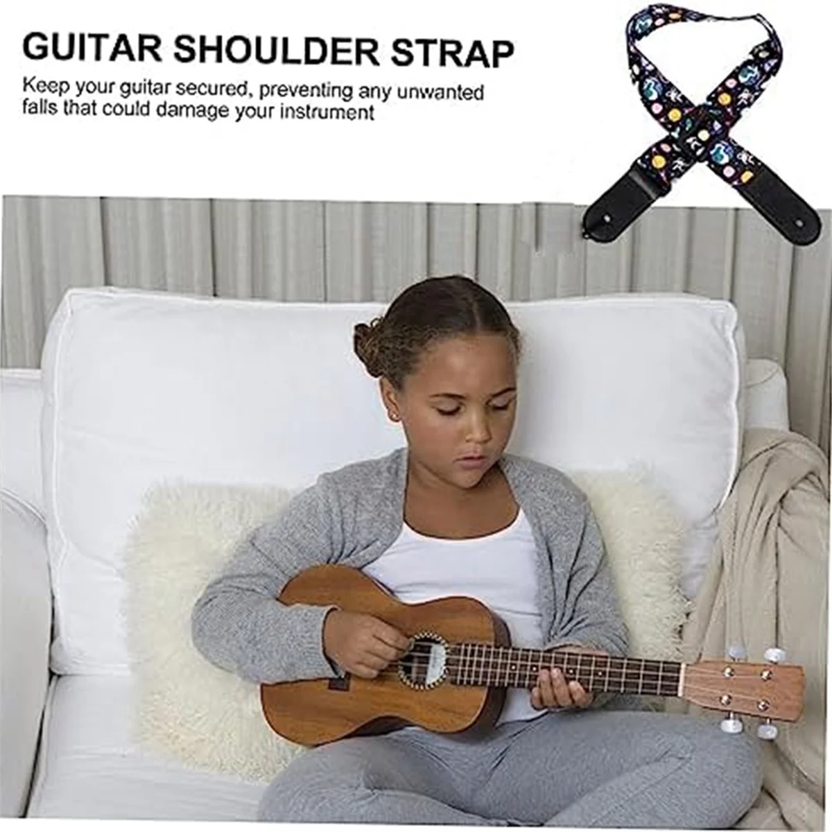 حزام القيثارة العملي، حزام قابل للتعديل لقيثارات القيثارة والأطفال