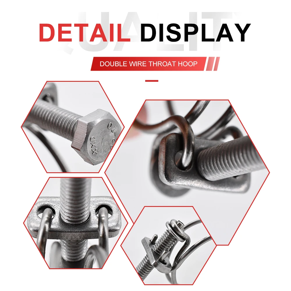 Double Wire Throat Hoop 304 Stainless Steel Pipe Hose Clamp Strong Clip Adjustment Fixed Upvc Fastening Rubber Ventilation Pipe