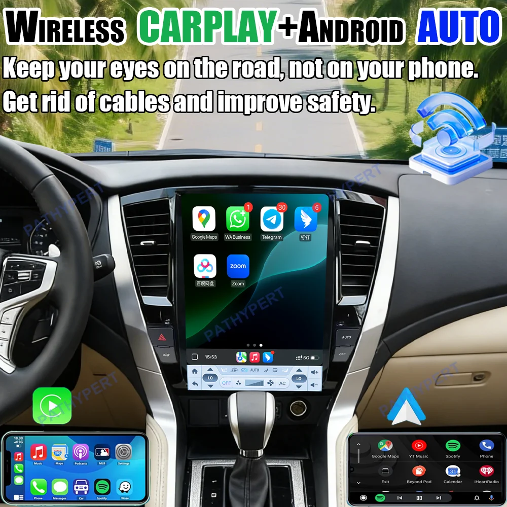 Android 15 Auto Screen Wireless Carplay For Mitsubishi Pajero Sport L200 Montero 2020-2025 Car Multimedia Player 12.1