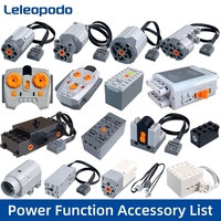 For Power Functions Technic Parts Motor Kit Servo S/M/LXL Motors Lithium Battery Box 2.4G Remote Control Receiver for Legoeds