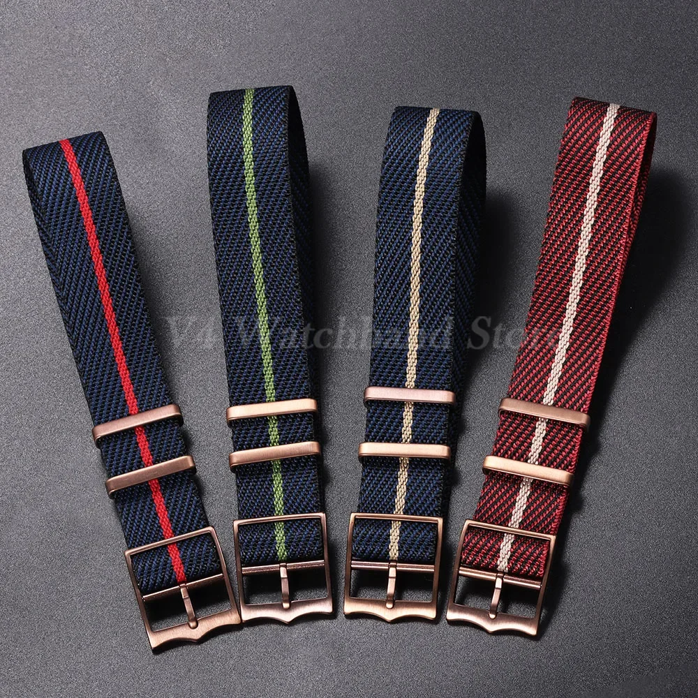 Bronze Color Buckle Nylon Strap para Tudor, Military Watch Band, pulseira de tecido Seiko, pulseira Rolex, 20mm, 22mm