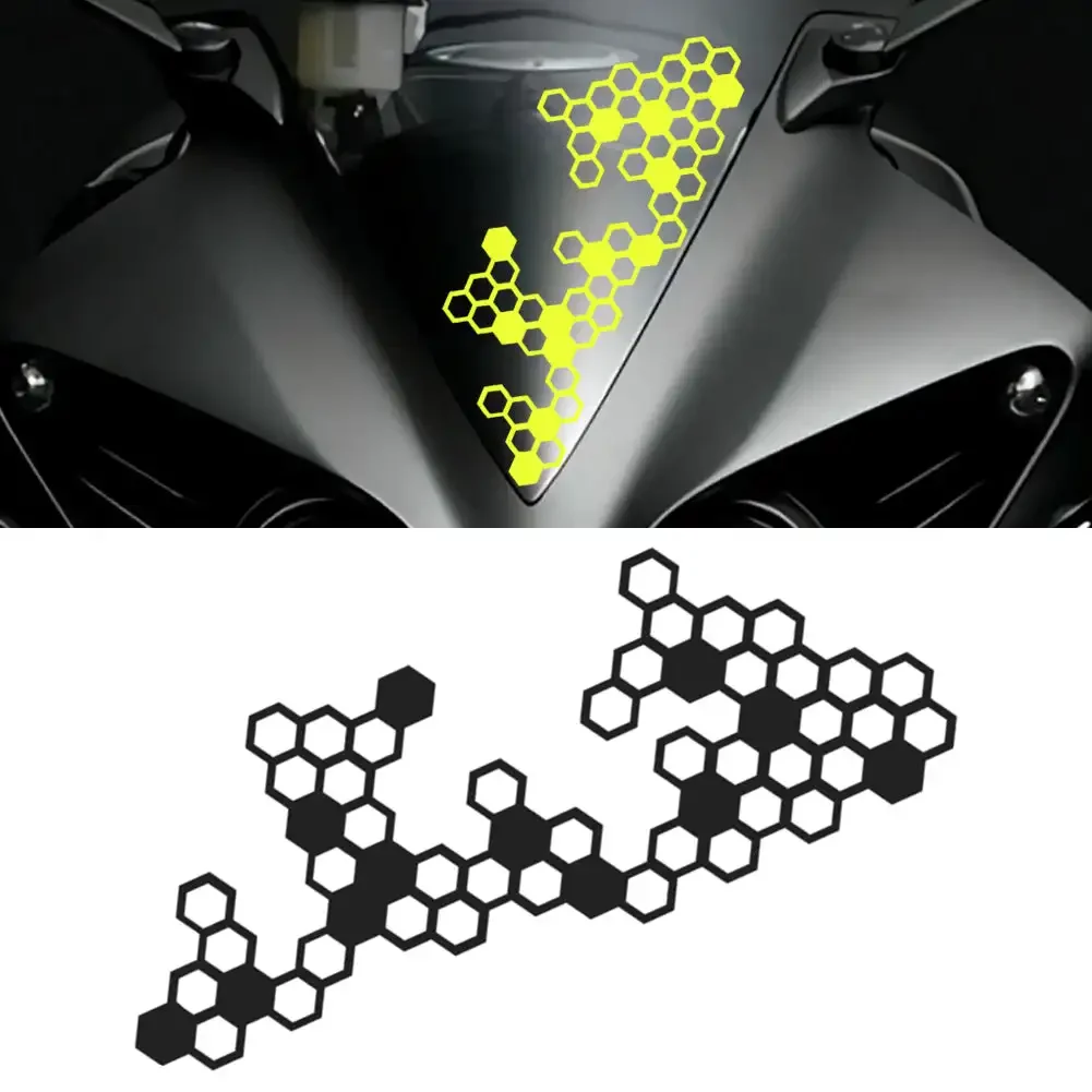 Waterproof Motorcycle Stickers Honeycomb Gear Front Face Fender Fairing Fuel Tank Stickers Modification Reflective Decal Sticker