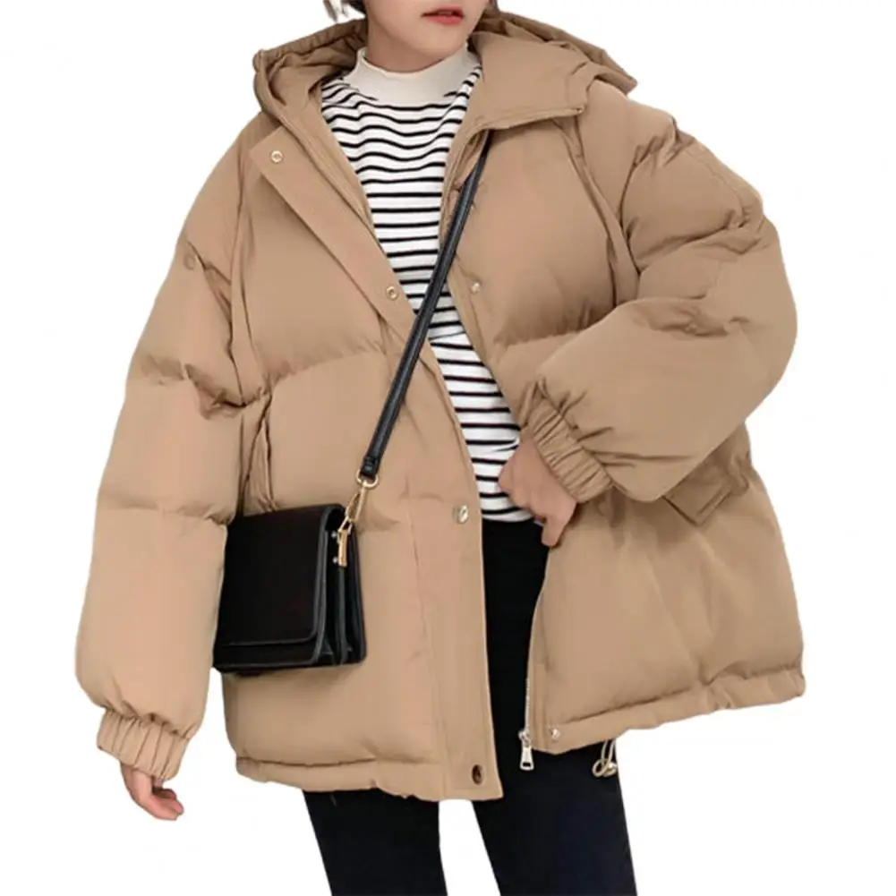 Parka de inverno coreana feminina, colarinho grande, com capuz, grosso, quente, casaco feminino longo, outwear casual, jaqueta de algodão, Parkas, 2021