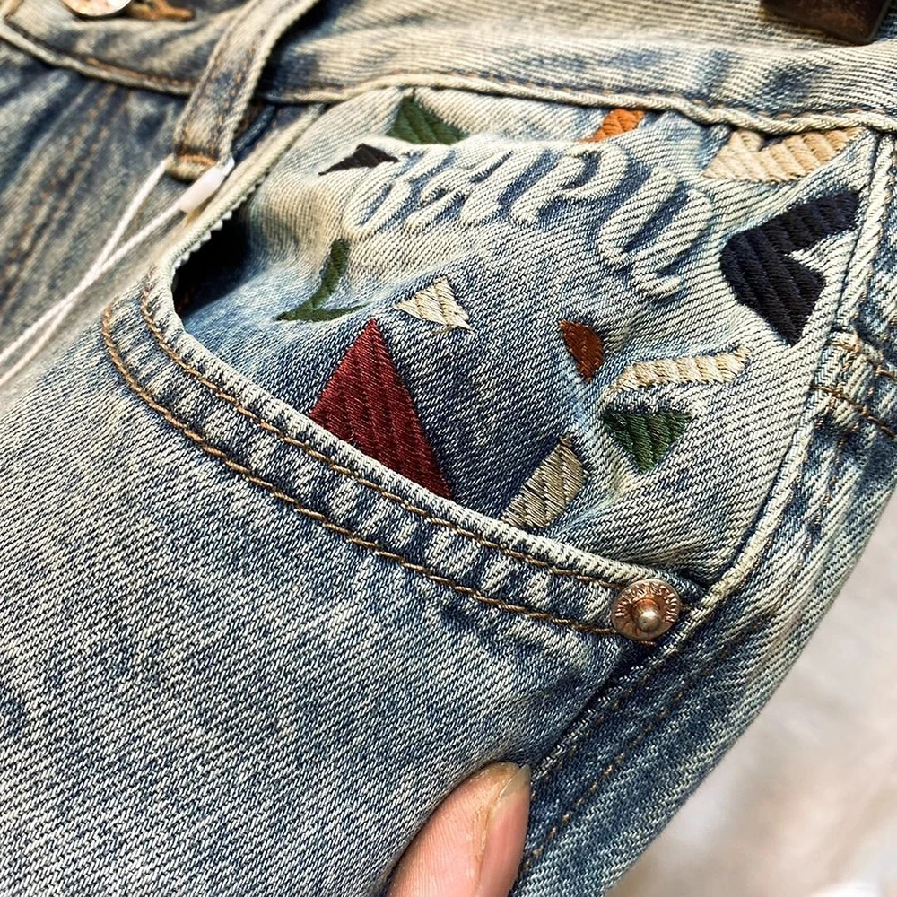 夏の新メンズソリッドカラーハーレムスキニージーンズアメリカンレトロファッショントレンドストリートヒップホップカジュアル通気性メンズボトムス