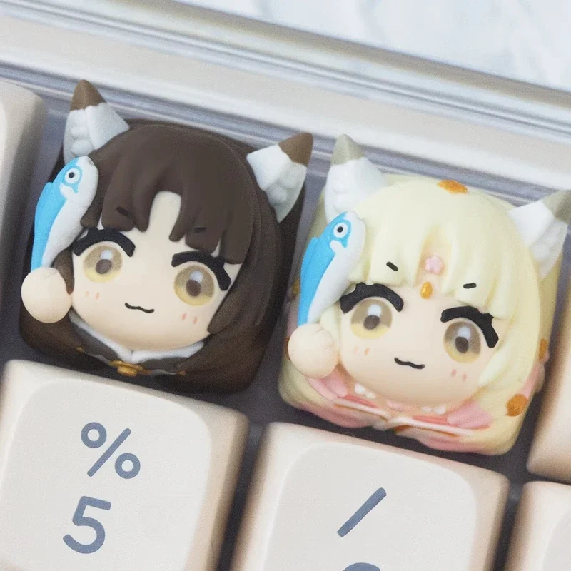 Naraka HuTao Personality Theme Custom Keycaps Set 3D Resin Artisan Key Caps Cute Keycaps for Mechanical Keyboard Accessories