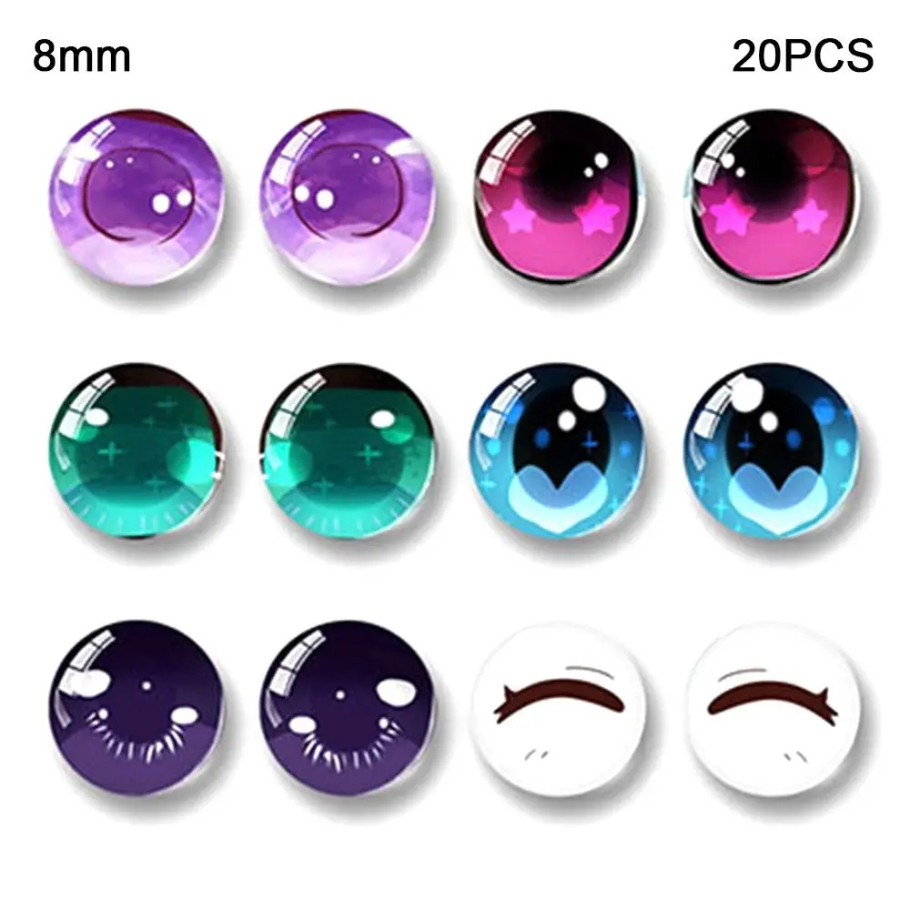 20Pcs Puppe Glas Augen Cabochons Runde Dome Drachen Katze Tiere Auge Puppe Augen Zubehör 6/8/10/12/14/15/16/18mm DIY Schmuck
