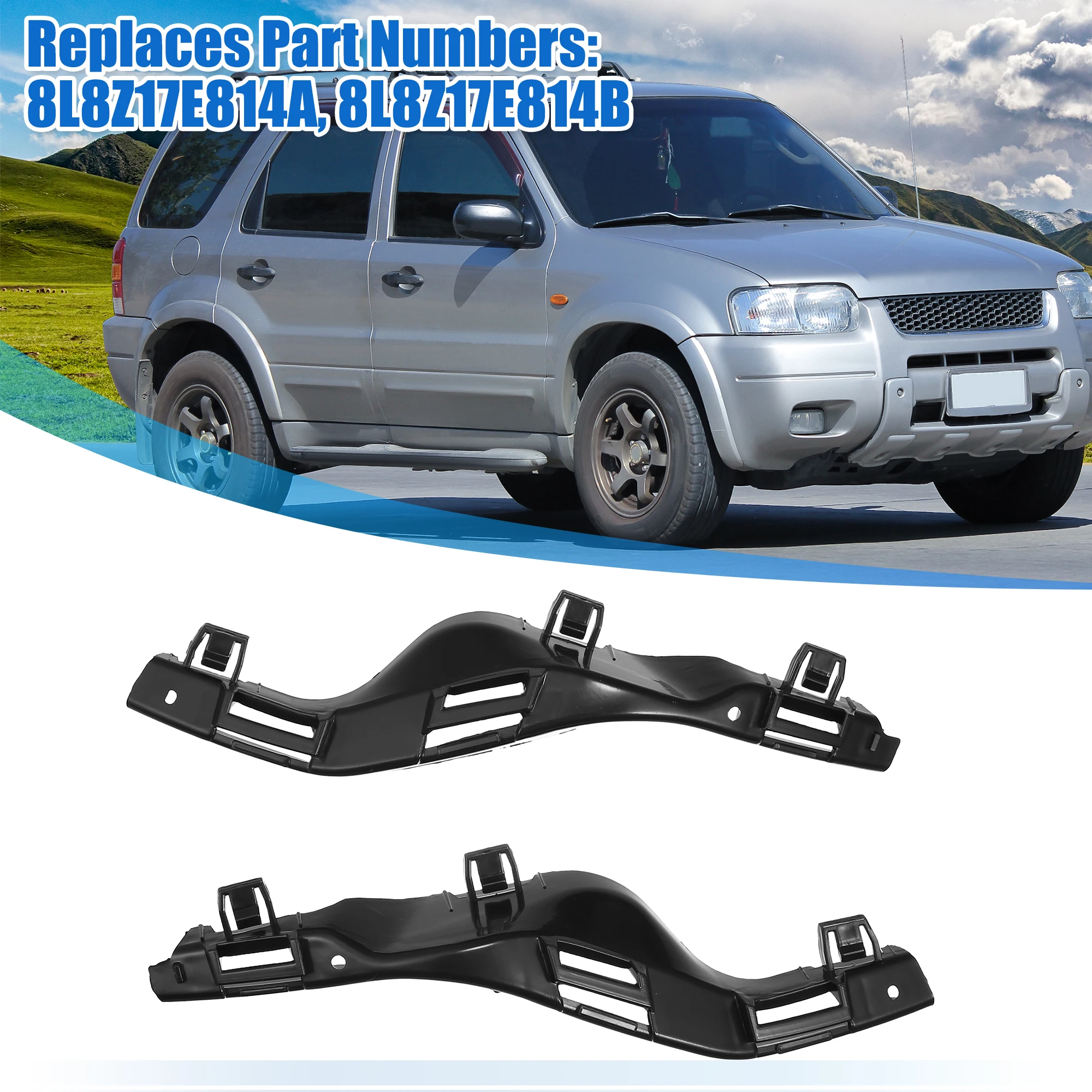 X Autohaux 1 Pair Left and Right Side Front Bumper Mounting Support Bracket 8L8Z17E814A 8L8Z17E814B for Ford Escape 2008-2012