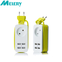 Multiple Power Strip EU Plug  Electrical Socket Portable USB Port Mobile Phone Smartphone Tablet 1200W 250V 1.5m Extention Cable