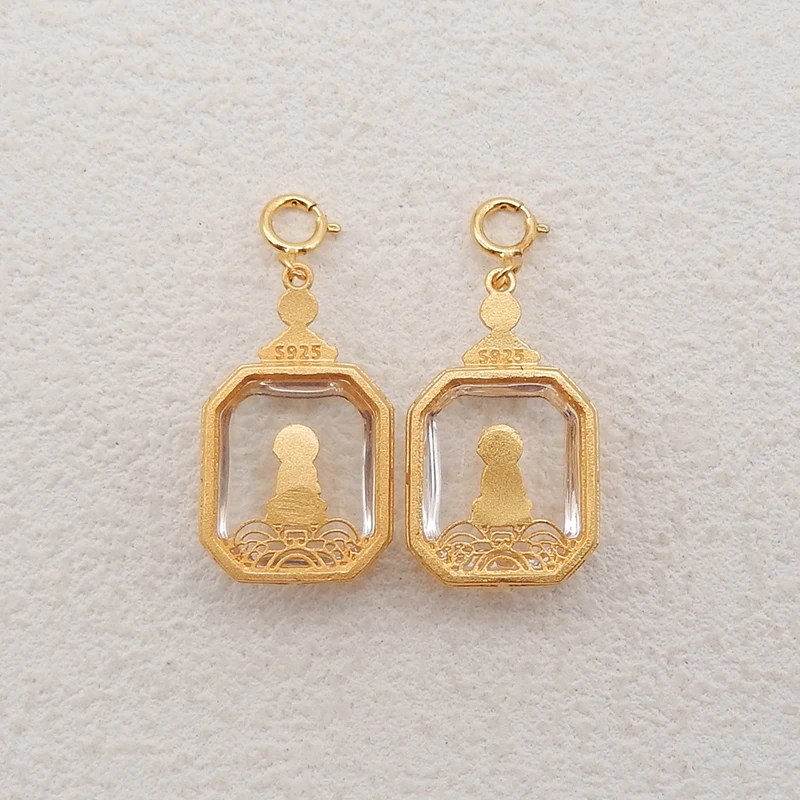 1Pair Silver Gold Plated Natural High Quality White Quartz Gemstone Earring Beads, Jewelry DIY Making, Gemstone Accessories