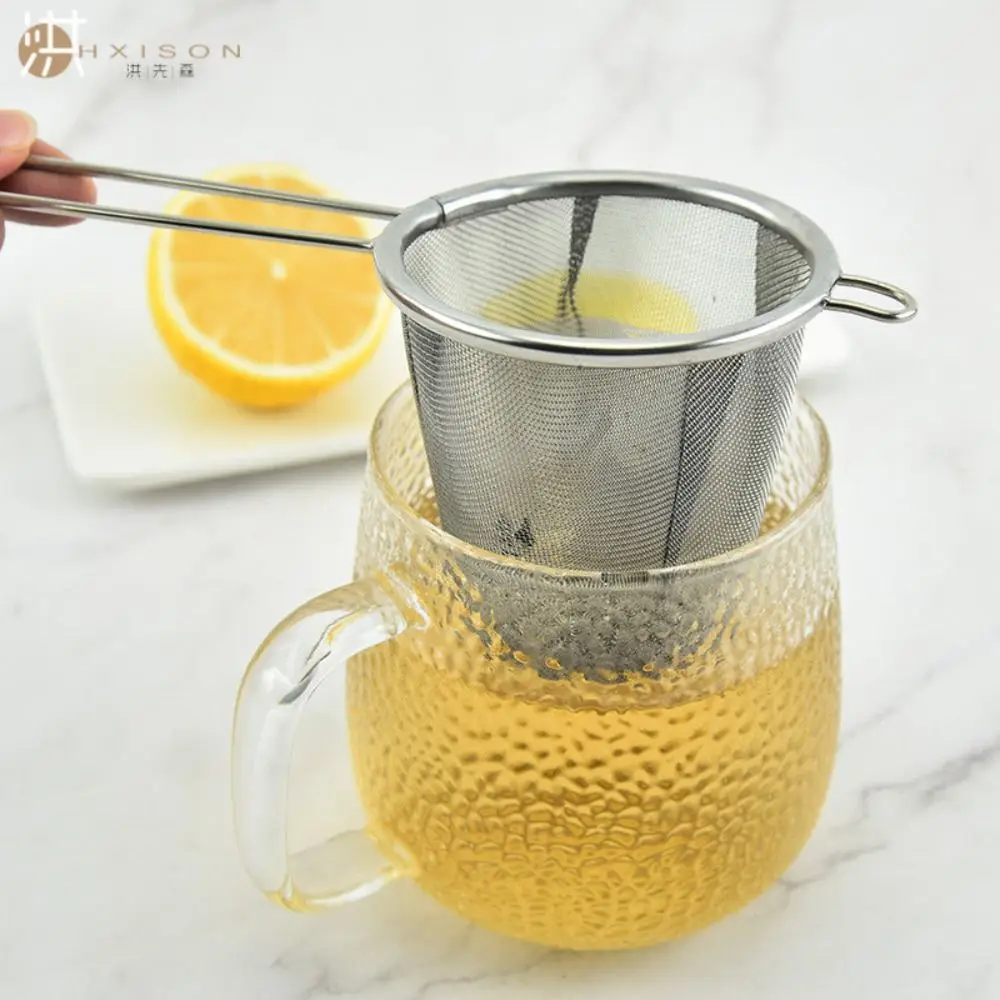 Extra Fine Mesh Stainless Steel Tea Strainer Loose Leaf Tea Diffuser Prevents Burns Filters Spices with Hand Kitchen Tool