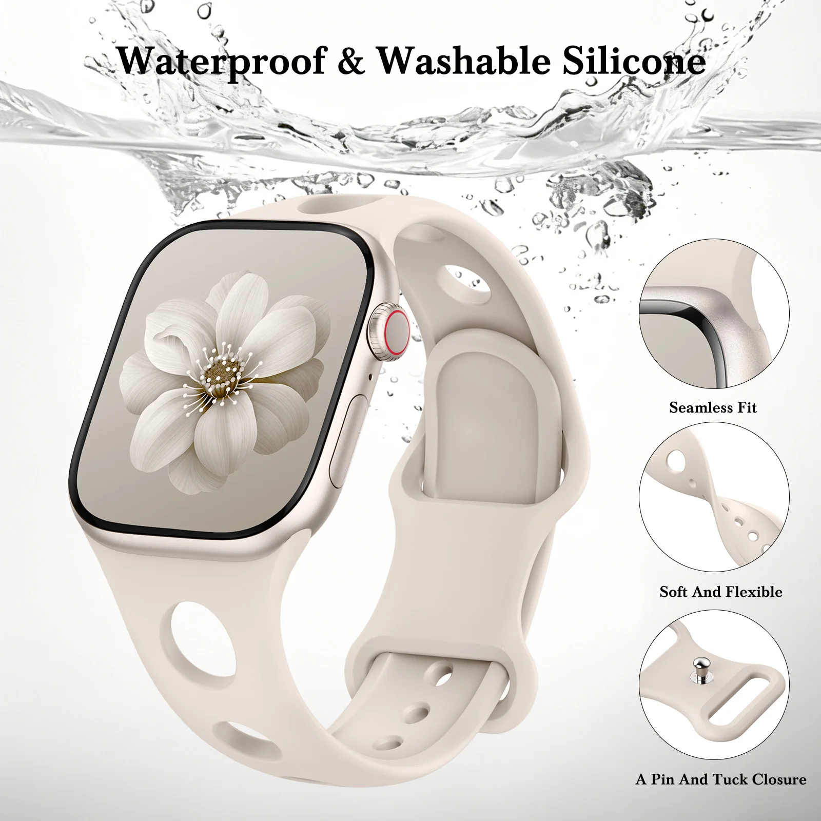 Breathable Strap For Apple Watch Band 40mm 44mm 46mm 45mm 49mm 41mm Silicone Correa Bracelet iWatch series 8 9 se 10 11 ultra2 3