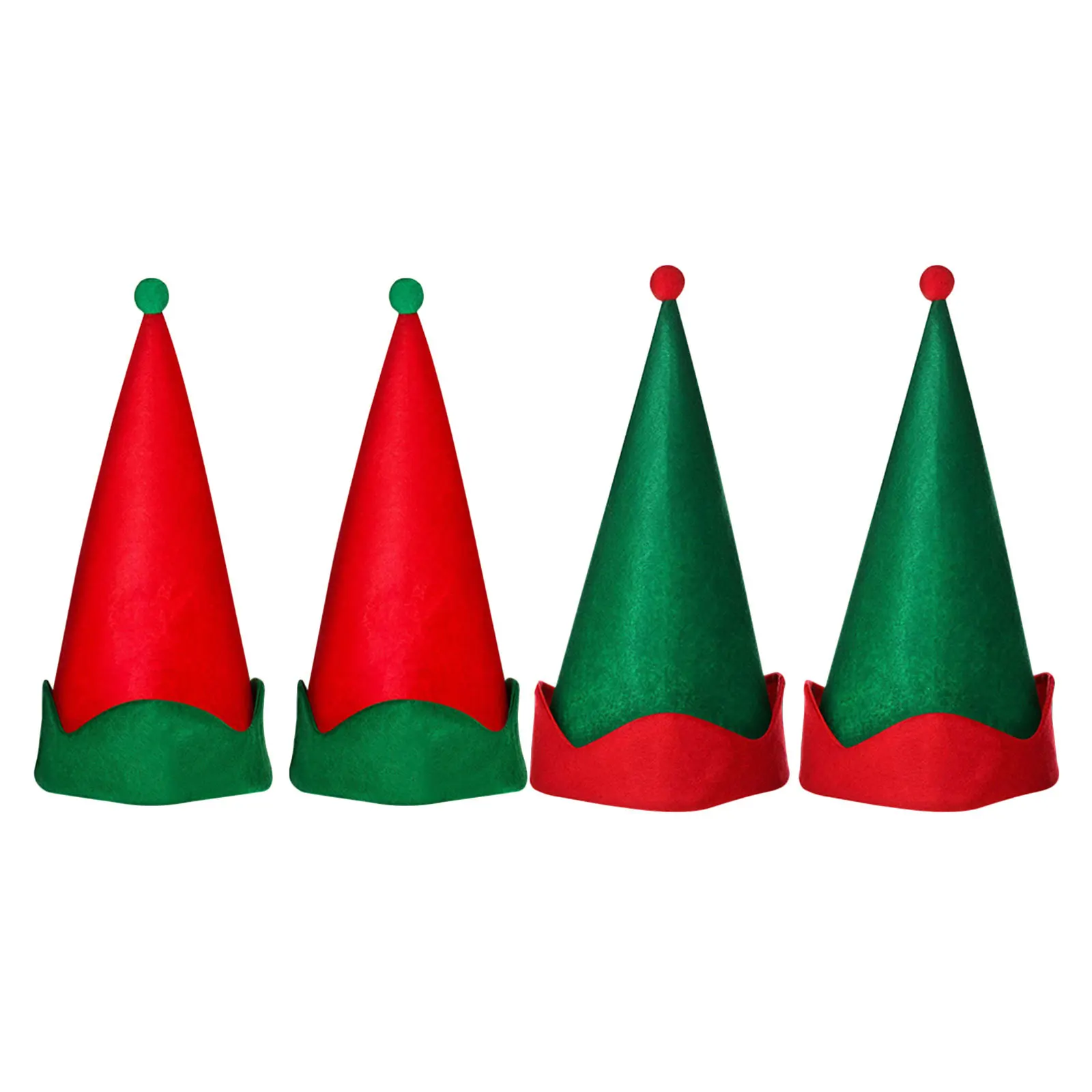 

30x37cm 4pcs Christmas Elf Hats Felt Gnome Costume Accessories Unisex Holiday Party Supplies Dwarf Cone Cap Xmas Dress Up Gear