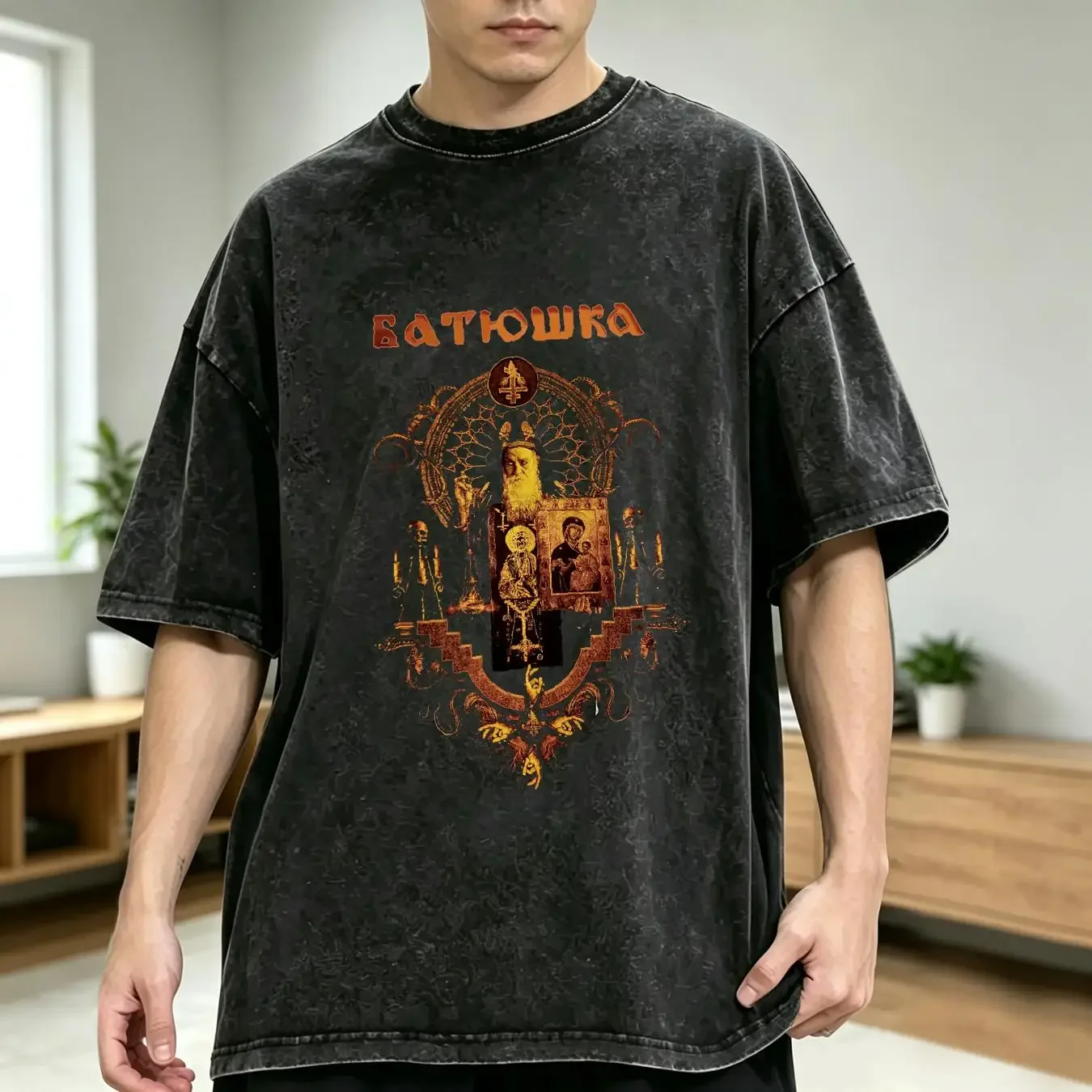 washed T Shirt Batushka metal band Ritual cotton unisex S 4XL TE6550 vintage Washed streetwear Unisex Stylish fashion