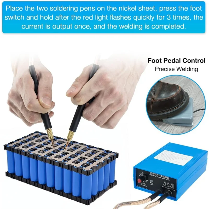 AT02-For 18650 Lithium Battery Spot Welder Machine, 5000W Adjustable Output, For Welding Nickel Sheets, US Plug Ready