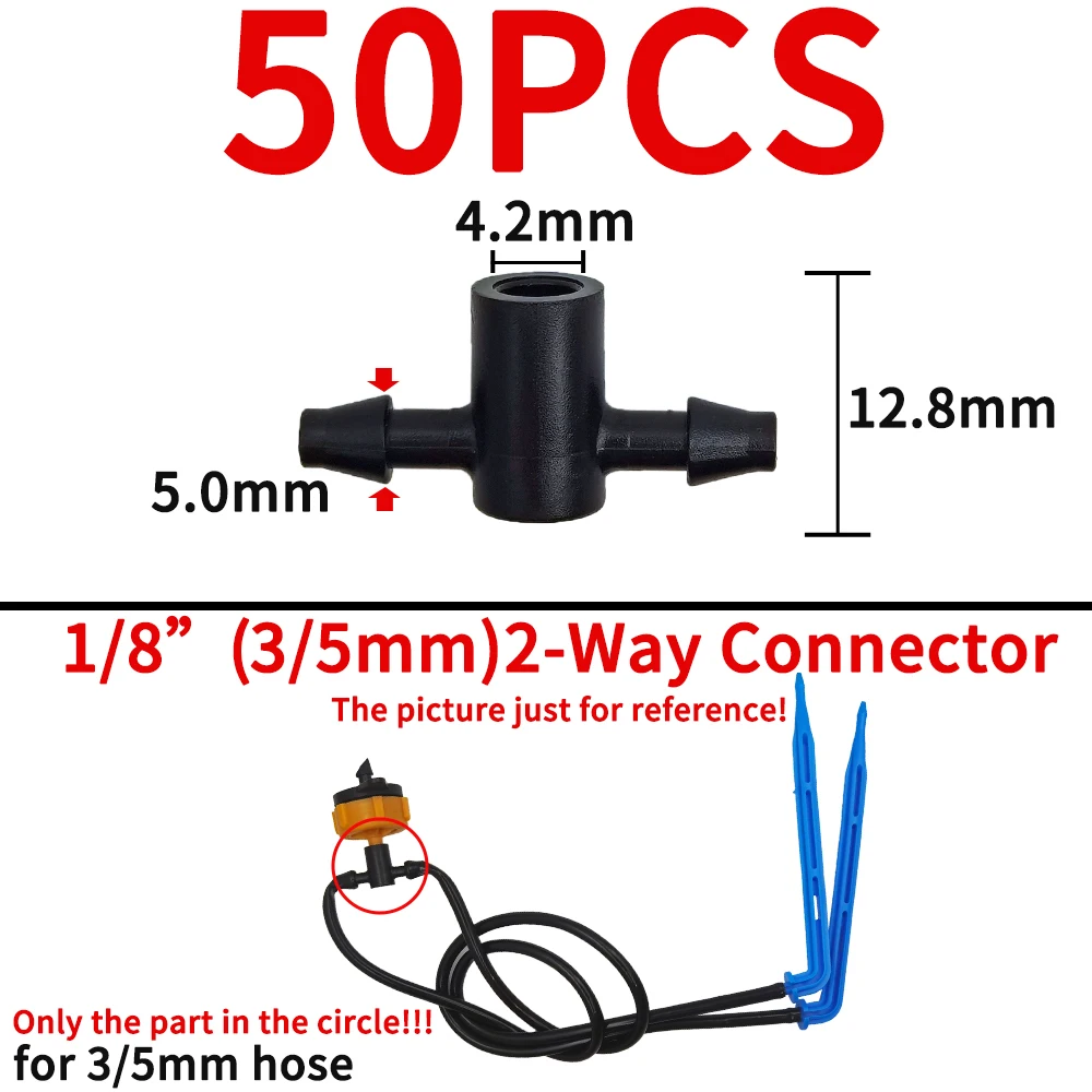 WUJIE Garden Water Connector Drip Irrigation for 1/4\'\' & 1/8\'\' Tubing Hose Accessories Joint Barbed Tees Cross Eng Plug Adaptors