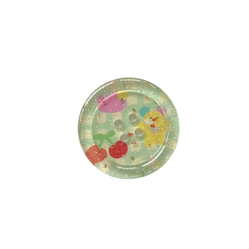 10Pcs Shining Powder Cute Cartoon Round Button -  Clothing Sewing Accessories for Kids Woman Hairpins Clip DIY Deco for Girls