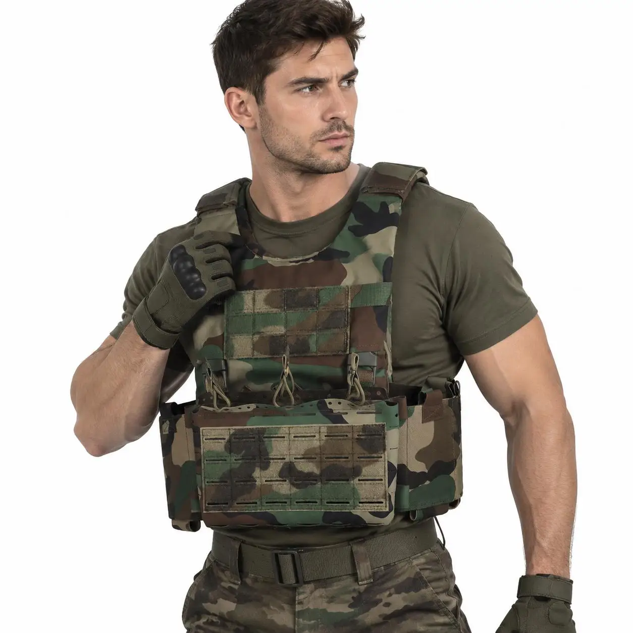 POSEIDON DEFENSE LV119 Vest Plate Carrier With 5.56 Triple Mag Pouch 6Pcs Side Pouch Build-in Storage Pocket