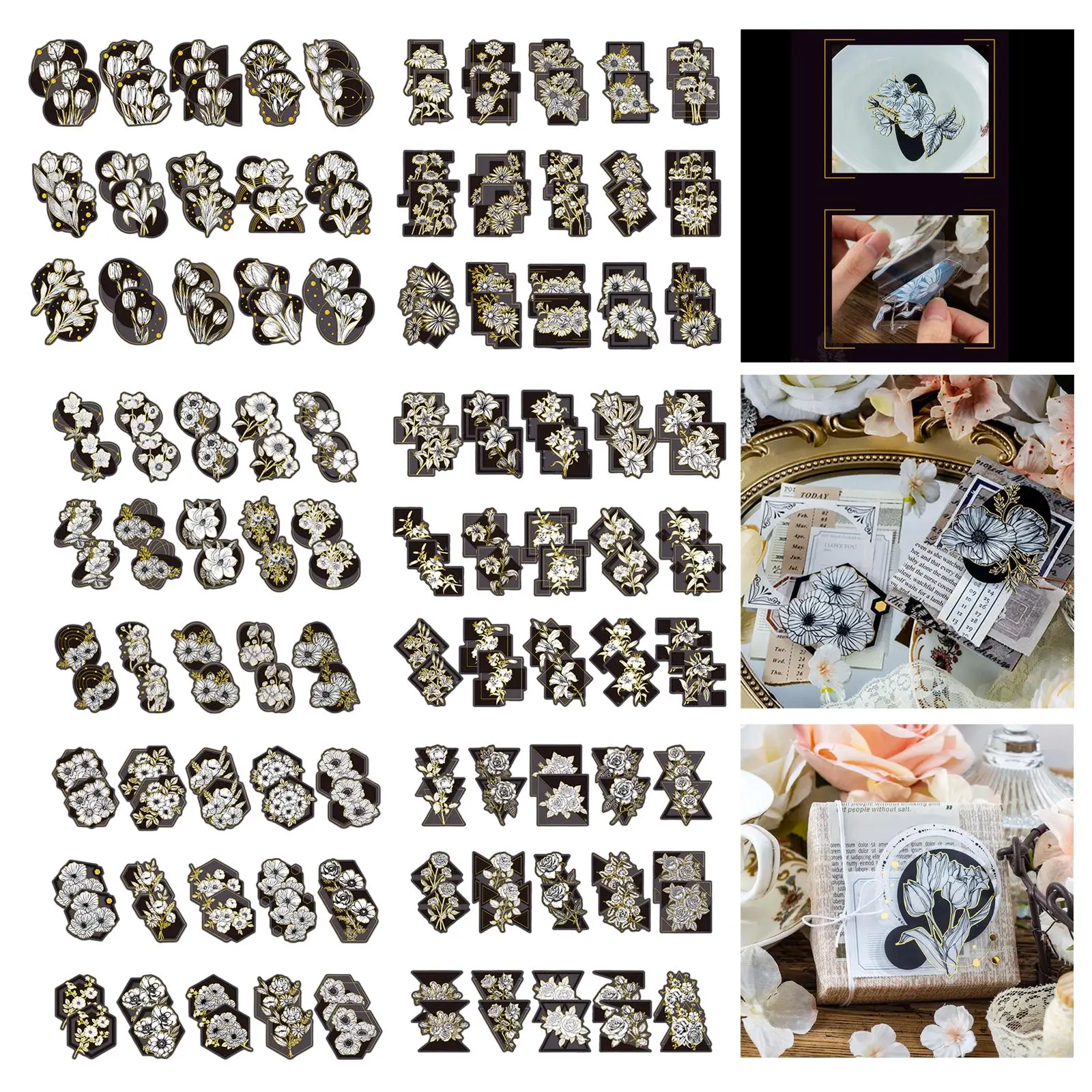 30 Pcs Flower Sticker Hand Account Waterproof Plants Sticker for Box Birthday