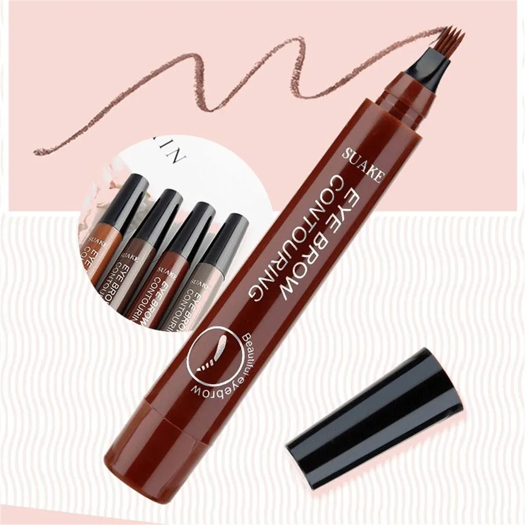 2025 new 4 Point Eyebrow Pencil Makeup Liquid Eyebrow Pen Waterproof Fork Tip Eyebrow Makeup Long Lasting Like Real 5ml 4pcs