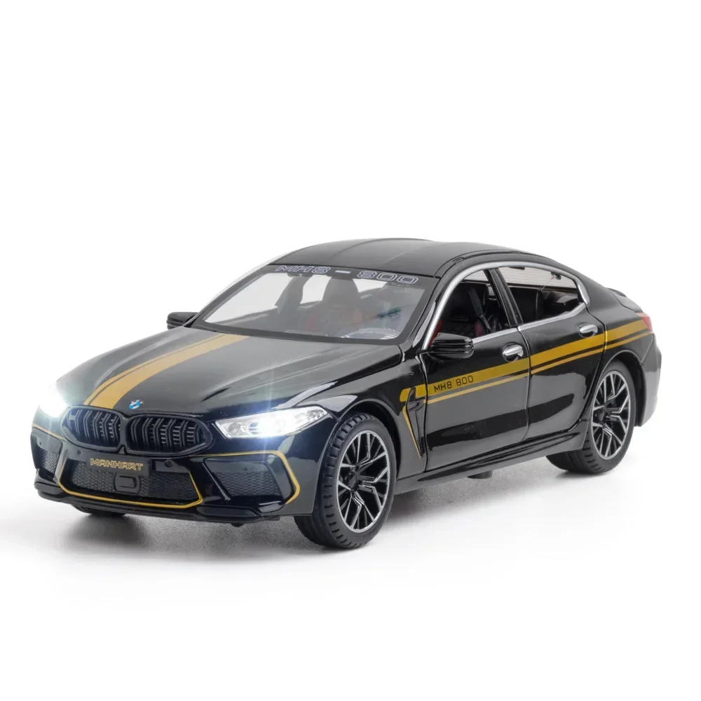 1:24 BMW M8 MH8 800 MANHART Alloy Car Model Diecast Metal Toy Vehicles Car Model Sound and Light High Simulation Kids Gift A464