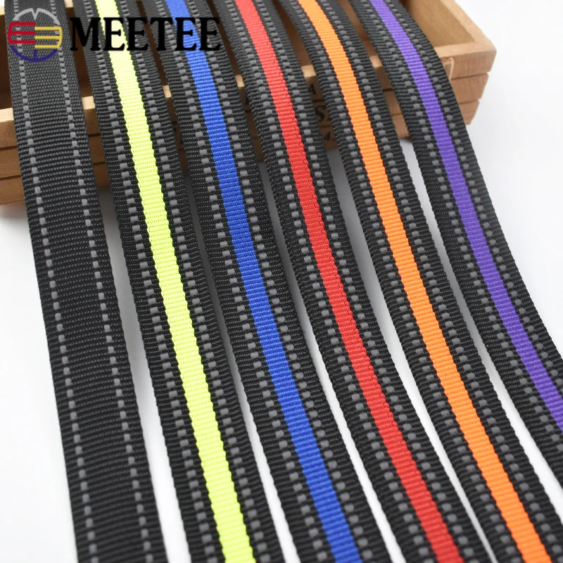 

5/10M 15/20/25mm Nylon Reflective Webbing Shoulder Strap for Bag Belt Backpack Straps DIY Sewing Clothes Decorative Accessories