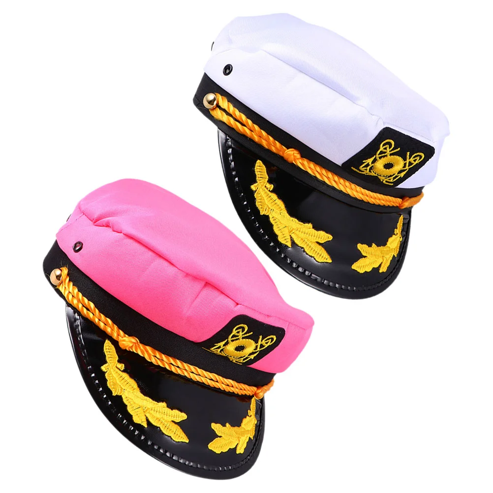 

2 Pcs Party Sailor Hat Captain Decoration Hats Sailing Accessories Caps for Men Women Skin Captains Outdoor Boat Man Pink