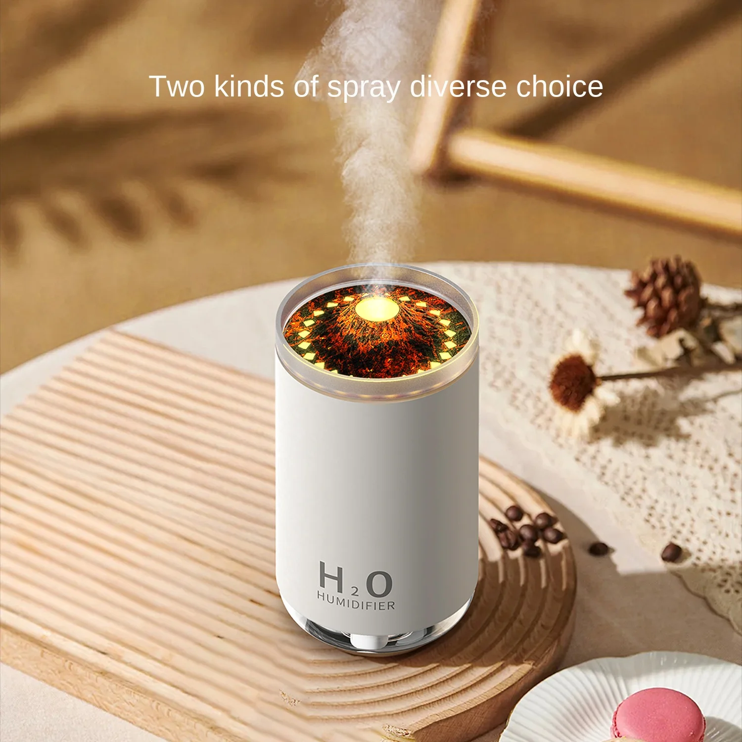 Smart Home Bedroom Ultrasonic Automatic Desktop Humidifier Small New Simulation Flame Car Fog Electric Diffuser