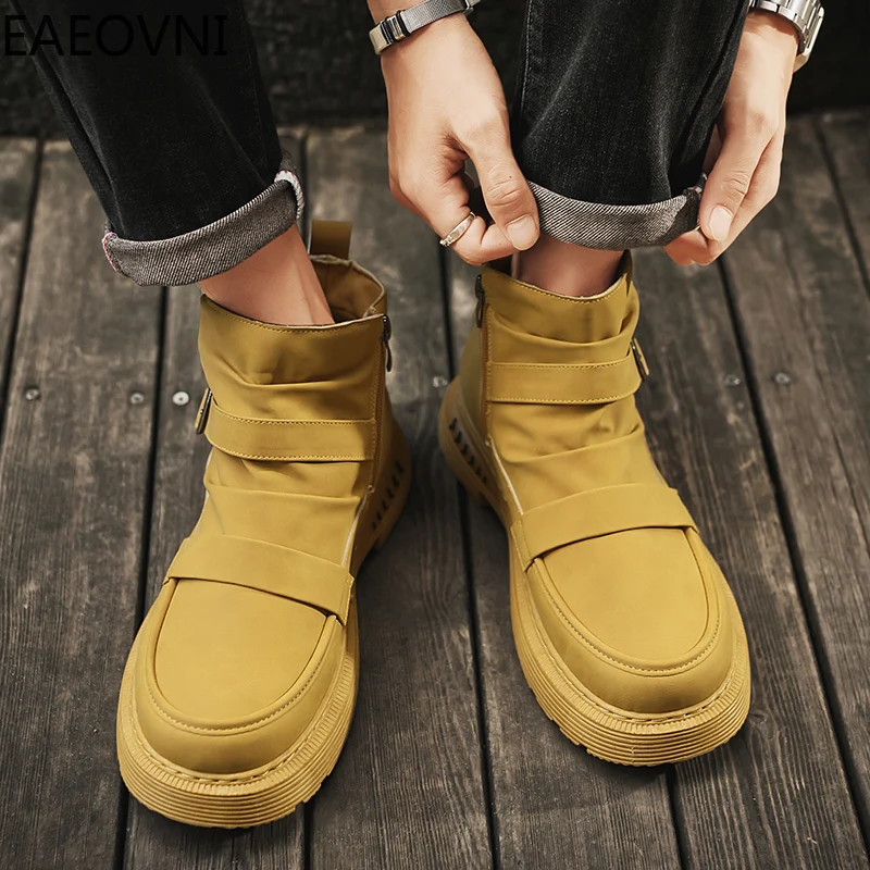 

Shoes for Men Fashionable Lightweight Comfortable High-top Workwear Boots Outdoor Travel Non Slip Casual Boots Botas Para Hombre