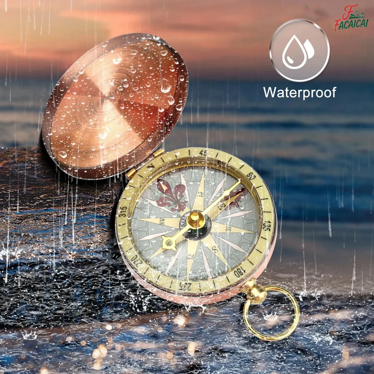 

Pocket Watch Style Brass Compass - Waterproof,Enhances Visibility for Camping and Hiking - Essential Adventure Too