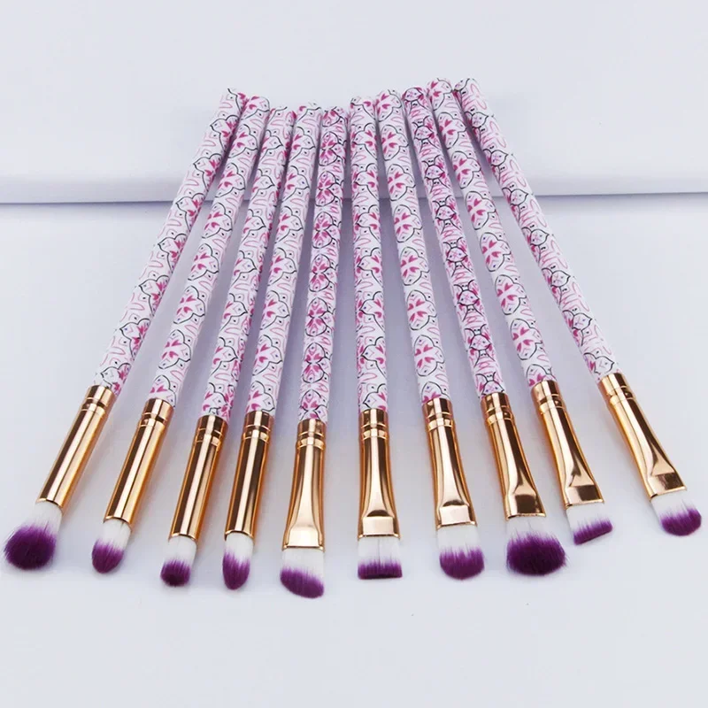 10 개/몫 메이크업 브러쉬 아이 섀도우 눈썹 파인 라인 패턴 그리기 립 전문 아이 파트 메이크업 브러쉬 세트