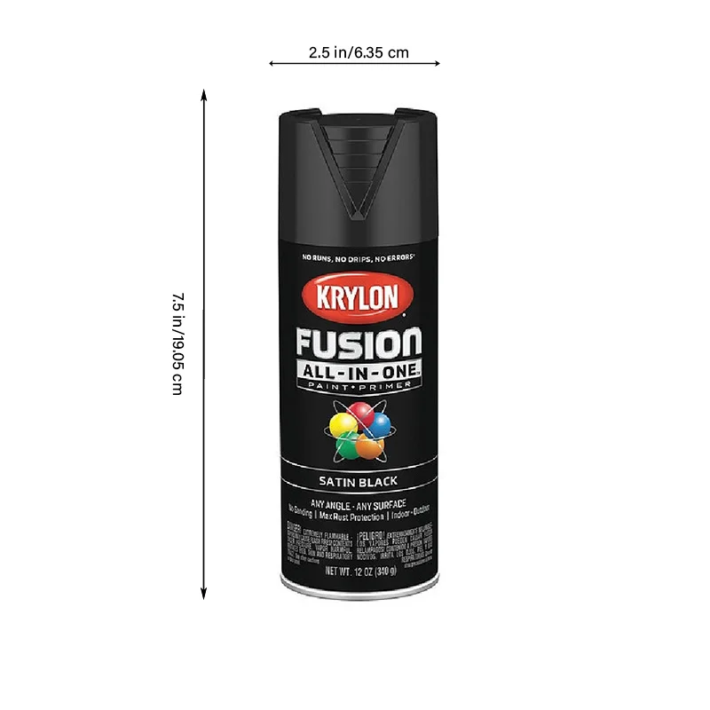 Rust Preventative Spray Paint, Black, Satin, Solvent, 12 oz