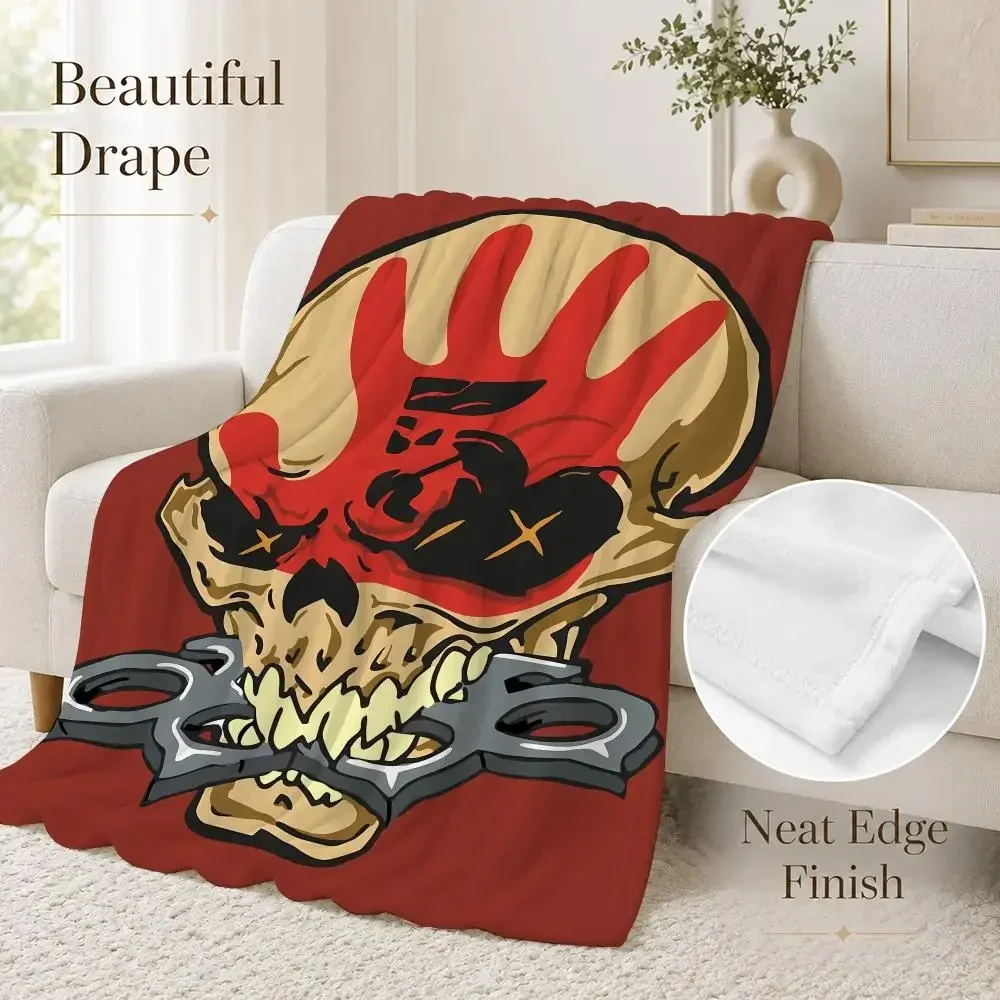 Powerful Music Five F-Finger D-Death PunchS Throw Soft Lightweight Flannel Blanket for Sofa Couch Bedroom Living Room Home Decor