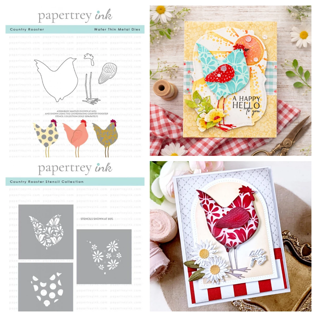 

Country Rooster Happy Mother's Day Metal Cutting Dies Stamps Stencils DIY Scrapbook Diary Handmade Papertrey Ink March 2026 New