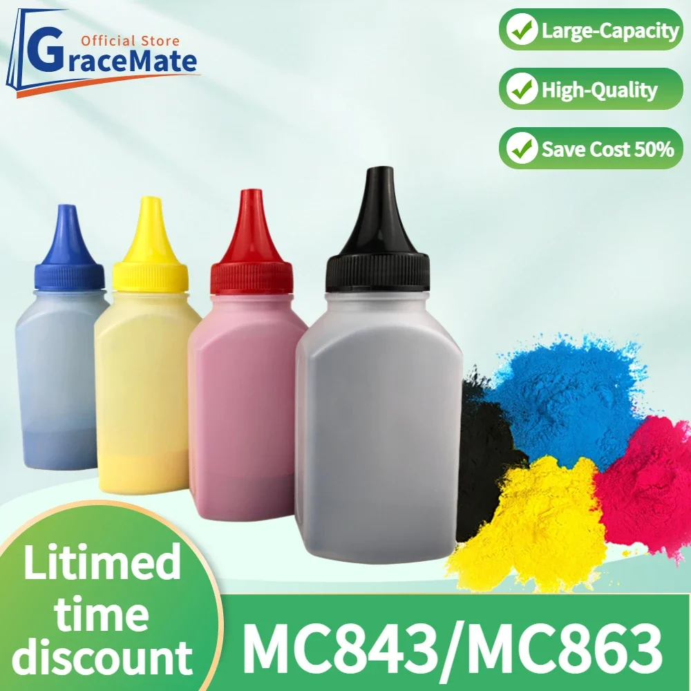 Gratemate ผงหมึกเติม5ดาวเข้ากันได้กับตลับหมึกโทนเนอร์สีสำหรับ MC843 OKI MC863 MC883 843 883