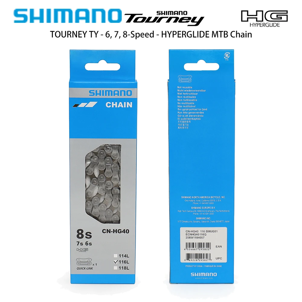 SHIMANO HG40 MTB Bike Chain 6/7/8 Speed Gray Tourney TX Hypeglide HG Mountain Bike Chain CN-HG40 Bicycle Chain Original Parts