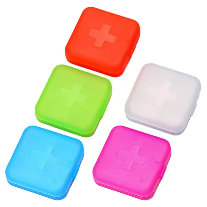 Square Pill Organizer Travel Daily Pill Box Organizer Portable Snap Close Segmented Ring Case Pill Container for Pocket Purse