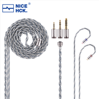 NICEHCK BlueLuna Silver Plated OFC Flat 2Pin HiFi Earphone Upgrade IEM Cable 3-in-1 Detachable Plugs for HIMALAYA NX8 DaVinci